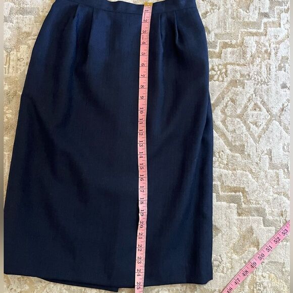 Vintage Kasper Navy White Skirt Suit Set Gold Buttons Blazer 80s Size 4 - Picture 11 of 15